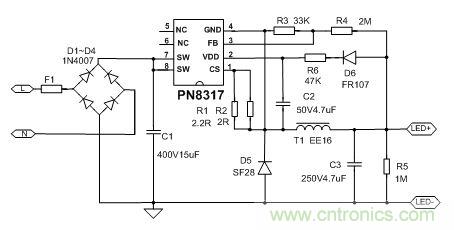 典型案例：非隔離5-40W的LED恒流驅(qū)動的設(shè)計(jì)