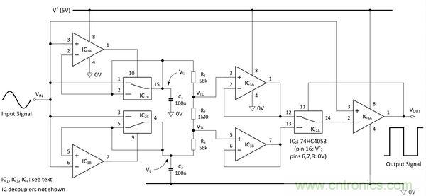 圖1：自適應(yīng)施密特觸發(fā)器。