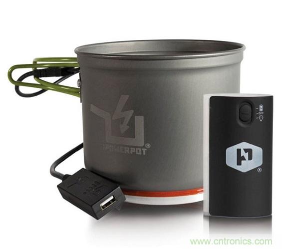 圖6：Powerpot設備利用熱源發(fā)電，使用者能一邊烹煮食物一邊為移動設備充電。